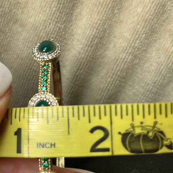 Judith Ripka Chalcedony & Chrome Diopside Gold Clad Sterling Bangle Cuff - Picture 14 of 16